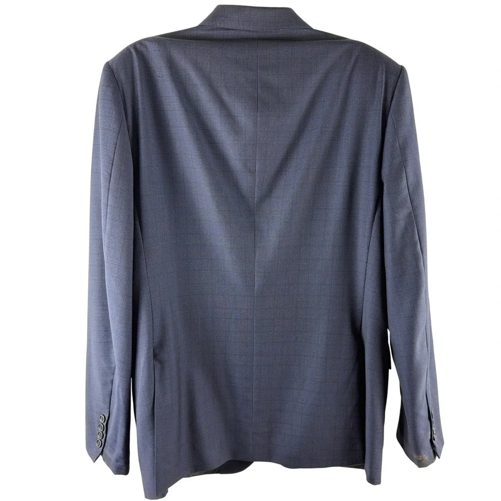 Ralph Lauren‎ Purple Label Mens 44R Blue Glen Plaid Wool Blazer Sport Coat Italy